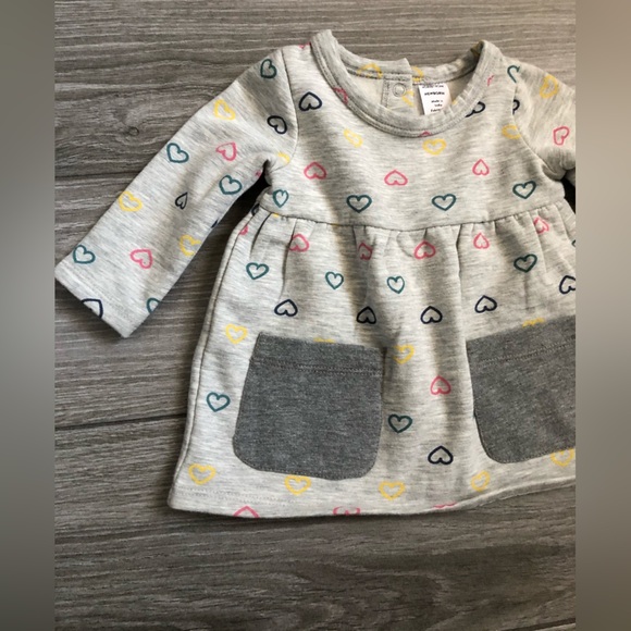 Nordstrom|Baby girl gray heart print long sleeve tunic dress w pockets•••NWT - Picture 4 of 6